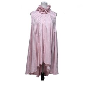 STYLE Pink Trapeze High Low, Ruffled Turtle Neck, Sleeveless, Size Medium